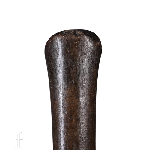 365 - An early 19th Century Polynesian, Marquesas Island, U'u war club with relief carved tiki heads, eyes... 