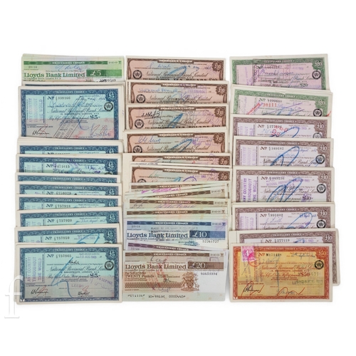 110 - Travellers Cheques - A collection of approximately one hundred and fifty redeemed sterling traveller... 