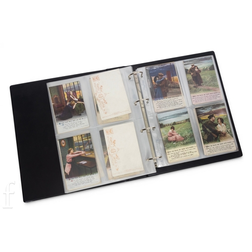 112 - A collection of World War One postcards, military to include song cards and remembrance cards, also ... 