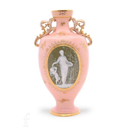 835 - A Minton pâte-sur-pâte vase and cover by Alboin Birks, circa 1910, the shouldered ovoid form body fa... 
