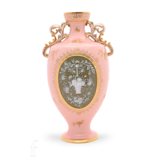 835 - A Minton pâte-sur-pâte vase and cover by Alboin Birks, circa 1910, the shouldered ovoid form body fa... 