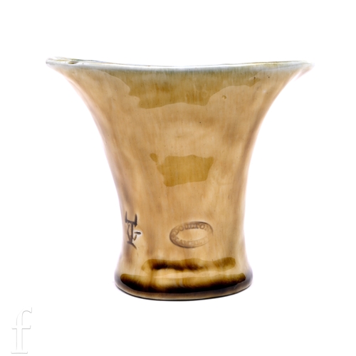 840 - A Doulton Lambeth stoneware vase designed by George Tinworth, modelled with a sleeping mouse amongst... 