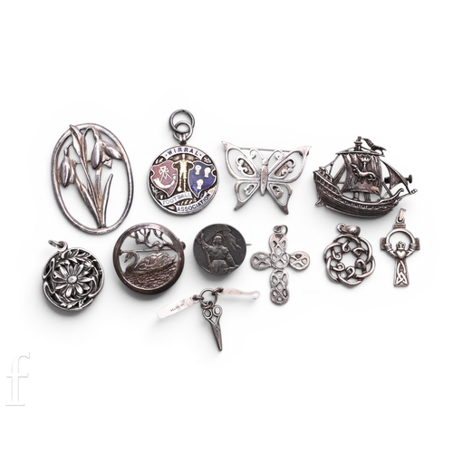 78 - A parcel lot to include two hallmarked silver and enamel fobs, Wirral Football Association and The R... 