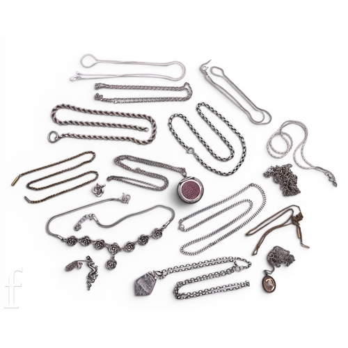 80 - A parcel lot to include seven silver chains, one with flower head necklace links and another with wh... 