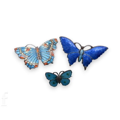 92 - An enamelled butterfly brooch, with turquoise, yellow and orange enamel work, marked 'STERLING SILVE... 