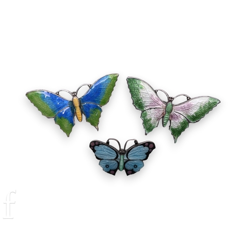 93 - A sterling silver and enamel butterfly brooch, with blue, green and yellow enamel, marked 'STERLING ... 