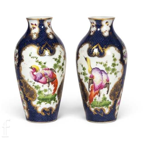 810 - A pair of Samson of Paris 19th Century vases, of shouldered form, each decorated with fabulous birds... 