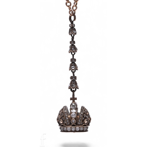 117 - A late 19th Century, pendant charm of a replica of Catherine The Great's Imperial Crown, set through... 