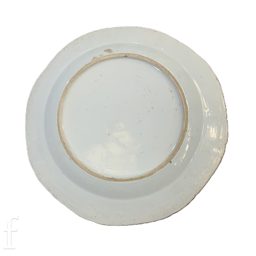 1251 - A collection of four Chinese 18th Century export porcelain plates, all of circular form, with blue a... 