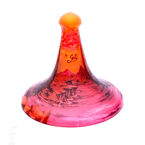 1190 - A large later 20th Century Galle TIP cameo glass table lamp shade, the wide swept 