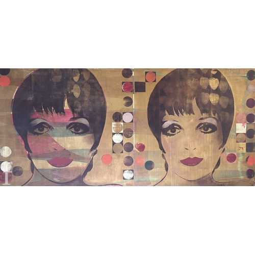 1500 - Contemporary School - 'Liza Minnelli Pop', mixed media on canvas laid down on board, titled verso, u... 