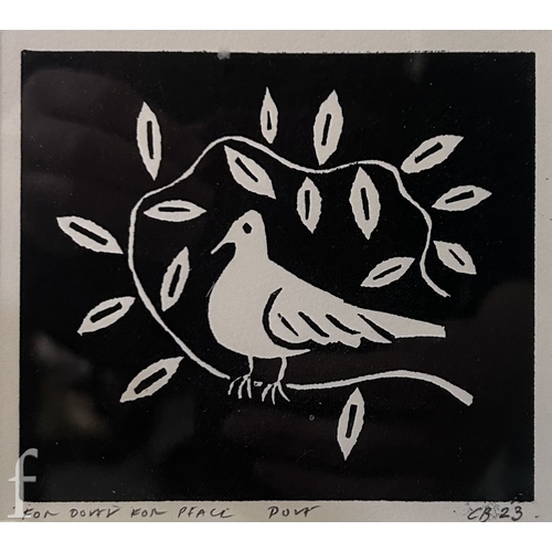 1505 - Christopher Brown (Contemporary) - 'Dove', lino print, signed with initials, dated '23, inscribed in... 