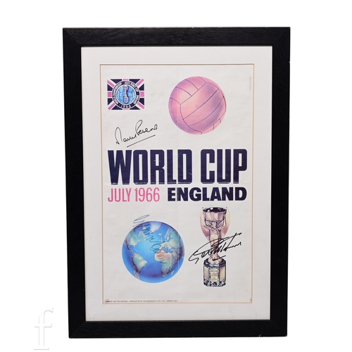 A 1966 World Cup poster with three signatures Geoff Hurst, Martin ...