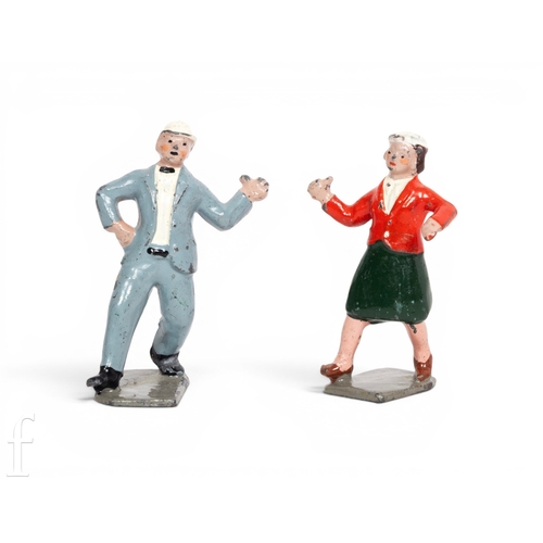 A Britains pair of Lambeth Walk Dancing Couple man and woman figures, produced in 1939 only.