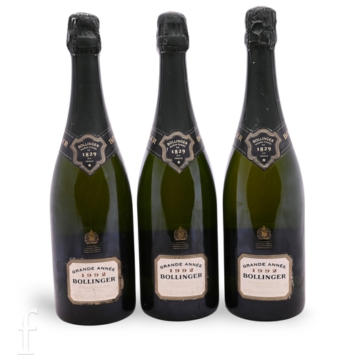 1059 - Three bottles of 1992 Bollinger Grand Annee vintage champagne, 75cl. (3)