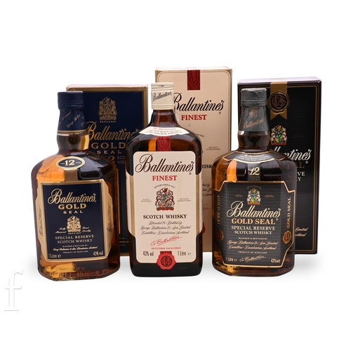 Three bottles of Ballantine's blended Scotch whisky, to include a