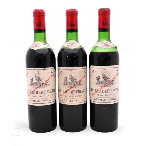 Three bottles of 1961 Chateau Beychevelle Grand Vin, Saint-Julien