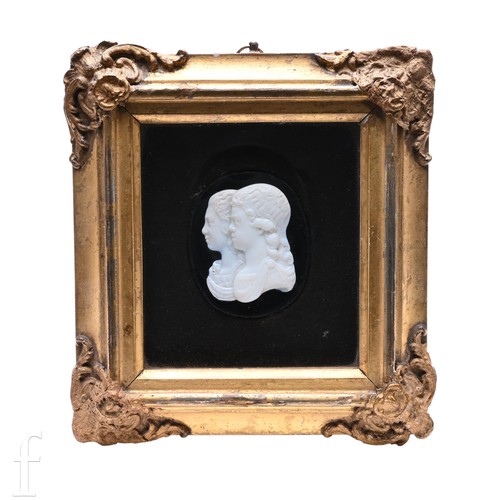 40A - James Tassie - Jugate busts of Czarevitch Paul and Maria Feodorovna of Russia, white paste glass aga... 
