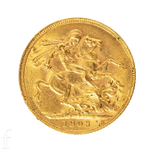 29 - Edward VII - A sovereign 1903, reverse St George & Dragon, in plastic case.