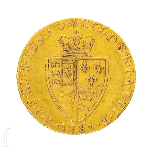 38 - George III - A spade Guinea 1787, fifth head reverse crown over shield.