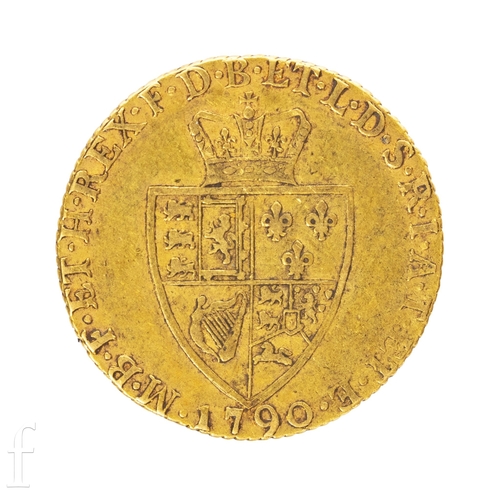 43 - George III - A spade Guinea 1790, fifth head reverse crown over shield.