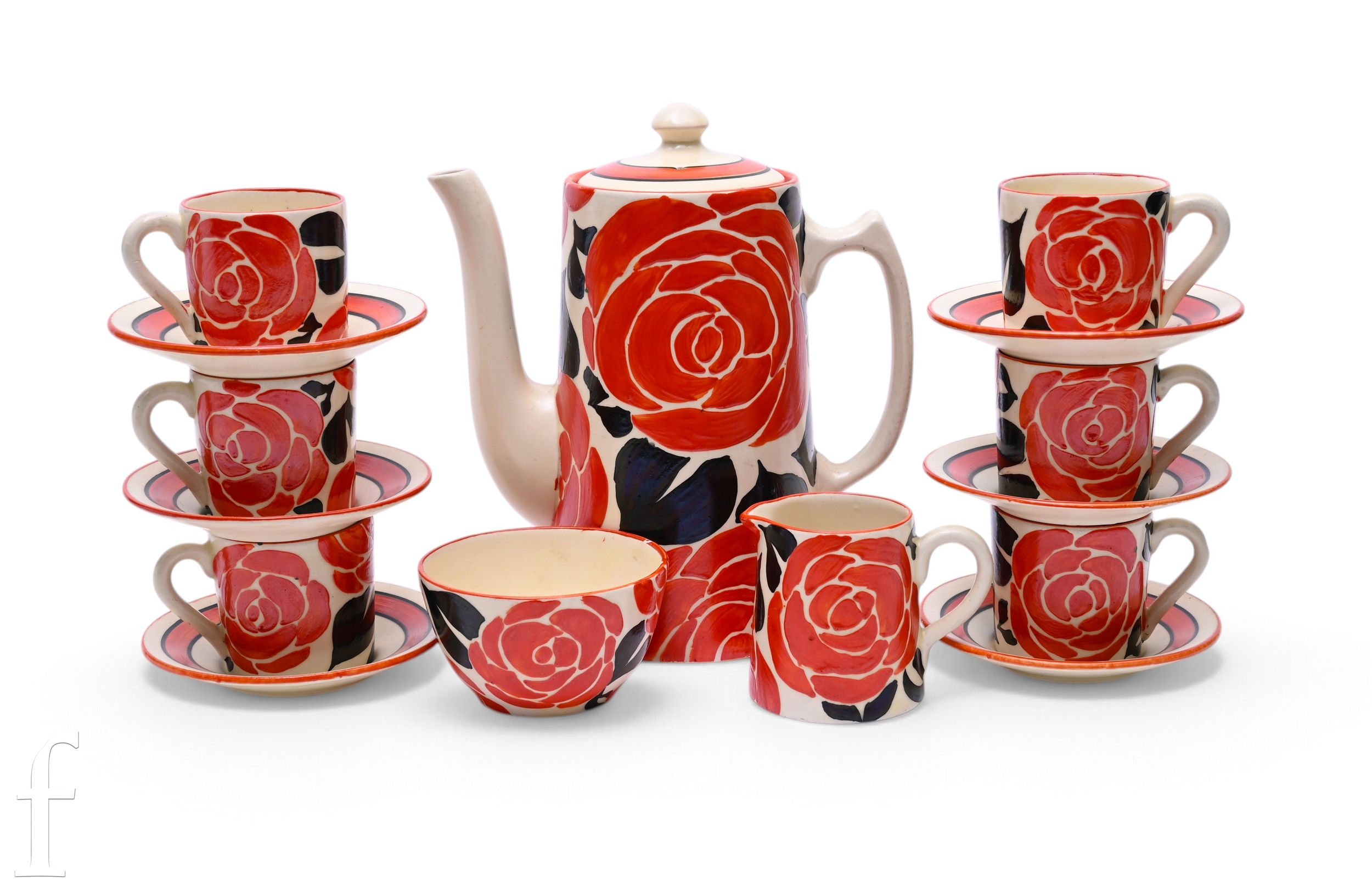 Clarice Cliff - Red Roses - A Tankard coffee service circa 1930 ...