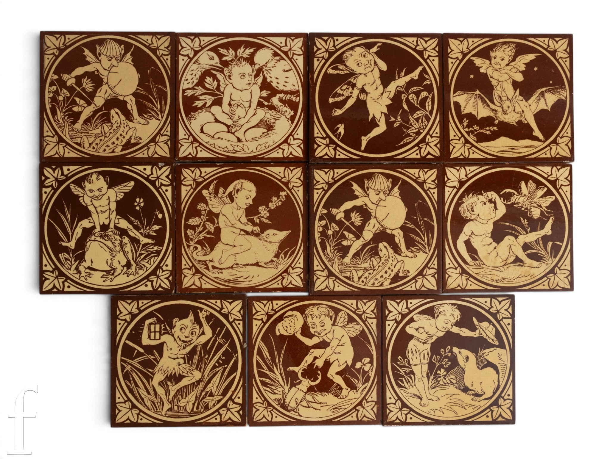 Minton China Works - A Set of ten 'Elfin' Series 6 inch dust pressed ...