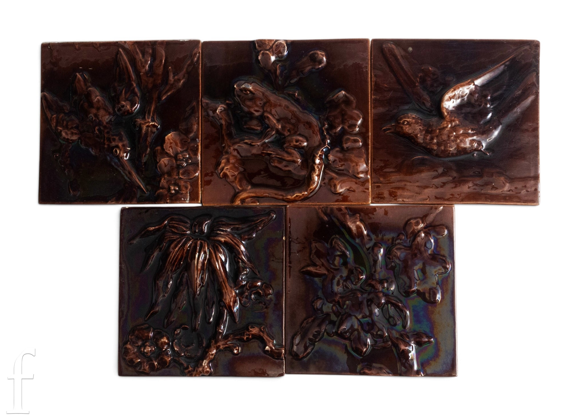 Burmantofts - Two late 19th century faience 6 inch plastic clay panels ...