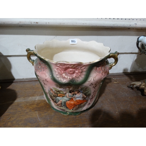 165 - An Edwardian Pottery Two Handled Jardiniere With A Transfer Scene