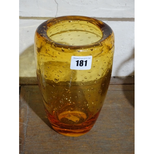 181 - A Whitefriars Amber Glass Bubble Vase, 7.5