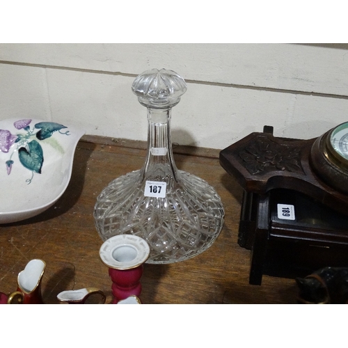 187 - A Ships Cut Glass Decanter