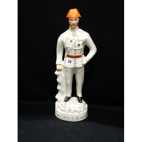 23 - A Staffordshire Pottery Portrait Figure Of General Gordon, 18