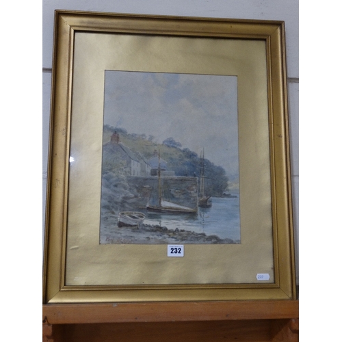 232 - Phil Osment, Watercolour Study Of Moored Boats, Possibly Conway Estuary, Signed, 14 X 11