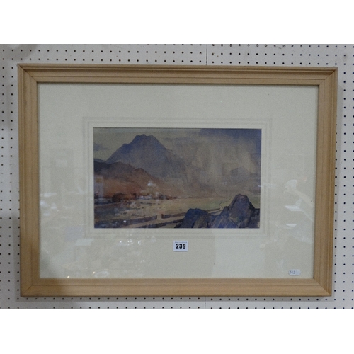 239 - Harry Hughes Williams, Watercolour, Snowdonia View With Farmhouse In The Distance, Signed, 8 X 14