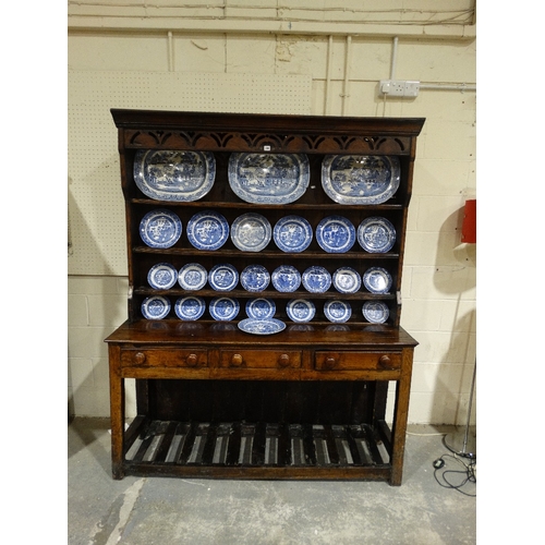 240 - An 18th Century Oak Mid Wales Dresser, Having A Three Shelf Rack, The Base Having Three Drawers Abov... 