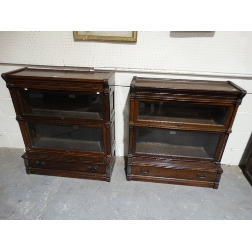 243 - A Pair Of Early 20th Century Globe Wernicke Three Section Stacking Bookcases