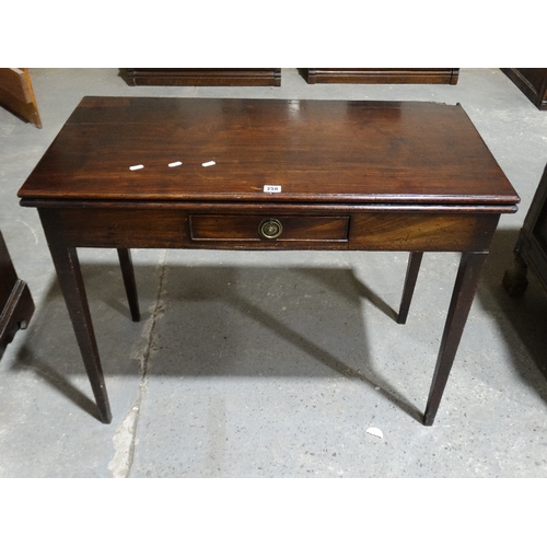 250 - A 19th Century Mahogany Fold Over Tea Table On Tapered Supports