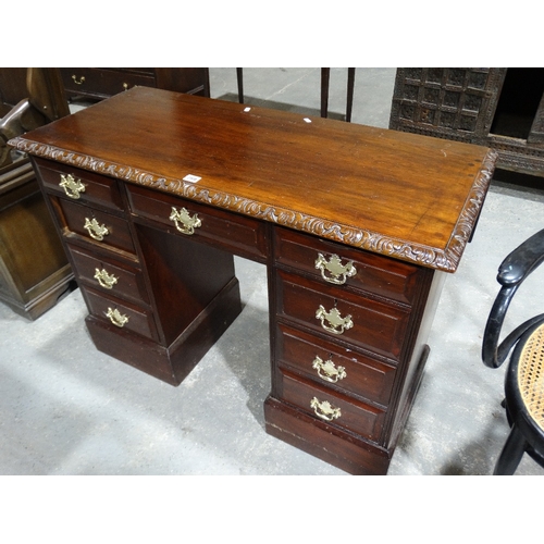 260 - An Early 20th Century Mahogany Knee Hole Desk With Brass Drop Handles, 41