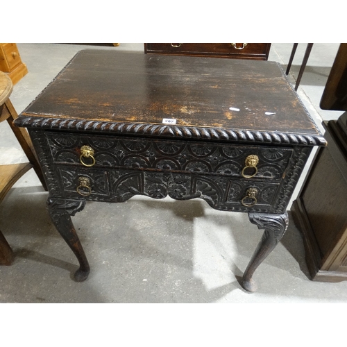 262 - An Antique Oak Elizabethan Revival Lowboy On Cabriole Supports, 29