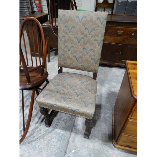 273 - An Early 20th Century Single Oak Framed Dining Chair On Scrolled Supports