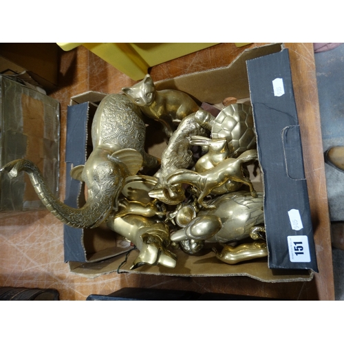 151 - A Box Of Cast Brass Animals