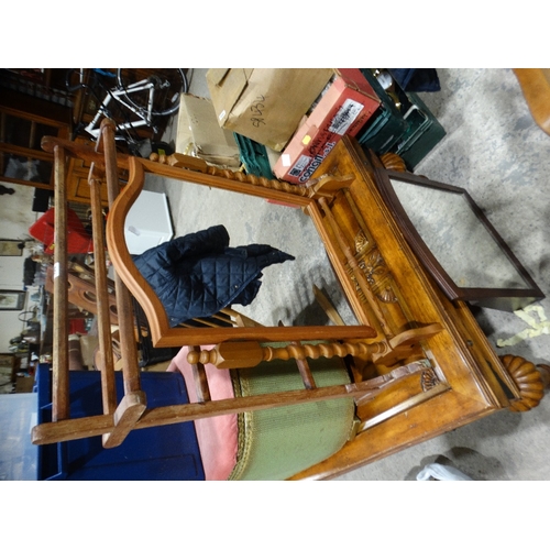 156 - A Towel Airer Together With A Dressing Mirror & Loom Ottoman