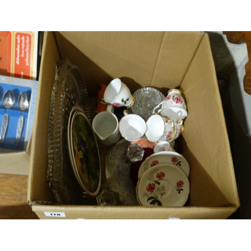 178 - A Box Of Mixed Glassware & Teaware