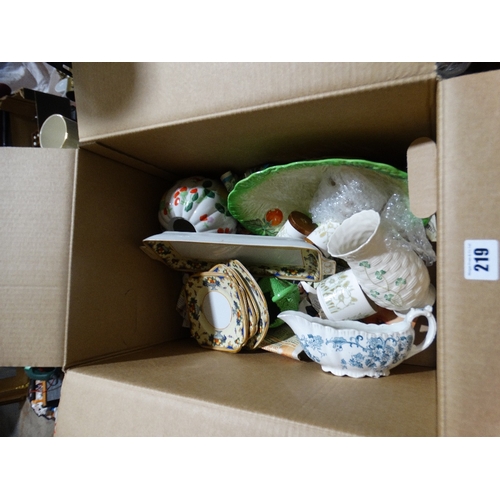 219 - A Box Of Mixed Teaware Etc