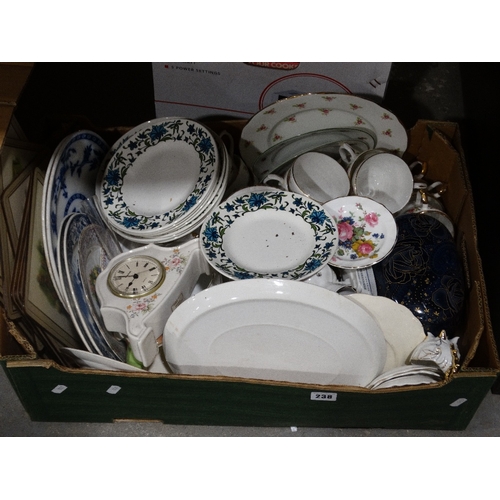 238 - A Box Of Mixed Dinnerware Etc