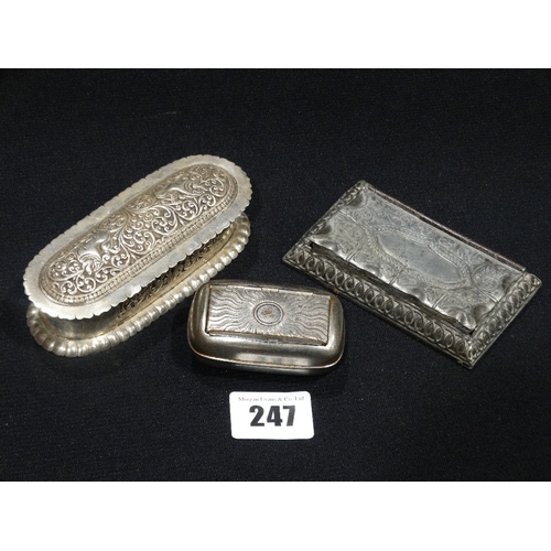 247 - A Plated Snuff Box & Two Other White Metal Boxes