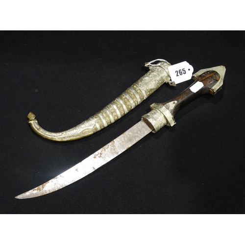 265 - A White Metal Covered Arabic Dagger