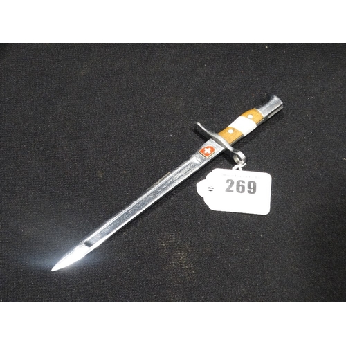 269 - A Swiss Souvenir Letter Opener In The Form Of A Bayonet