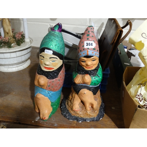 304 - Two Contemporary Painted Garden Gnomes