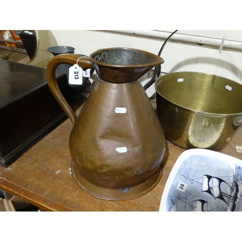 313 - An Antique Two Gallon Copper Measuring Jug